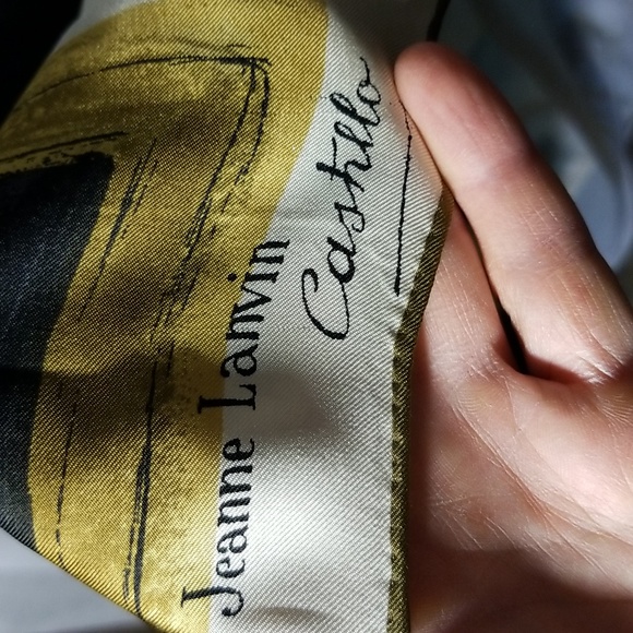 1950's "Jeanne Lanvin" Authentic Vintage Silk Scarf - Picture 7 of 8